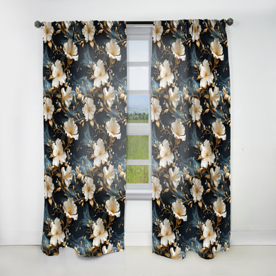Rideau obscurcissant en marbre Gilded White Floral - Splendor