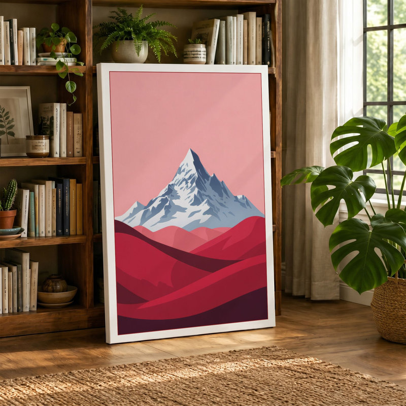 Mountain at Twilight Minimalist - Wrapped Canvas, 18x12 - 45.7 x 30.5 cm, Terracotta Border