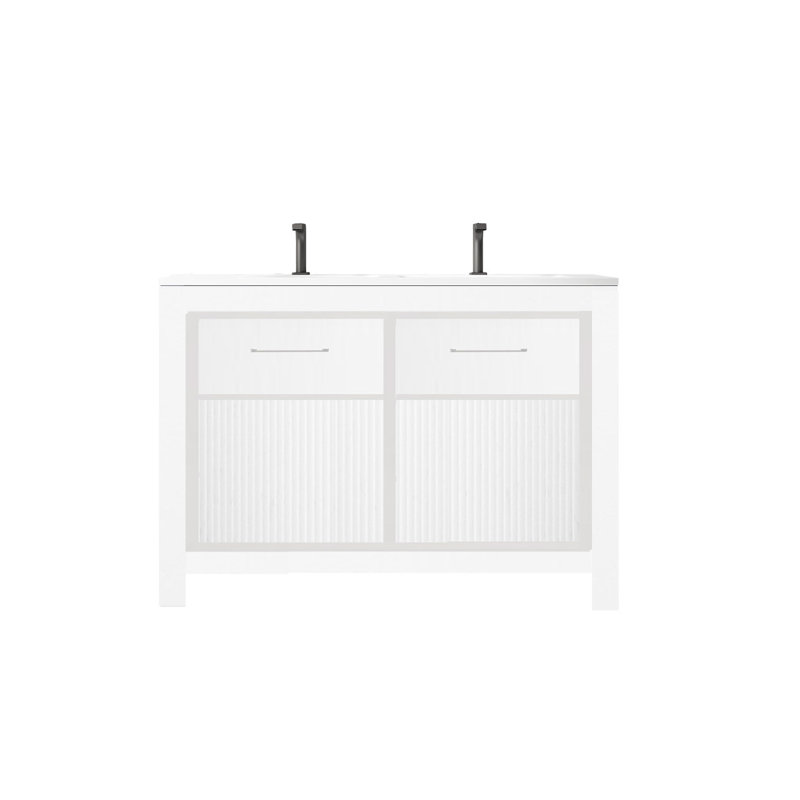 47.05'' Double Bathroom Vanity with Solid Surface Top, Snow
