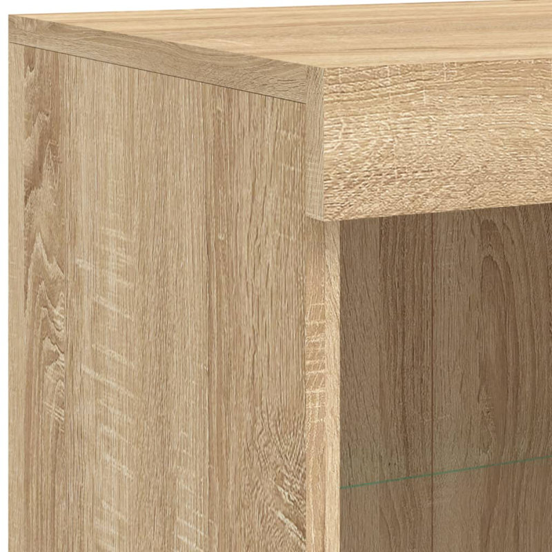 Azyra 163 cm W Glass Sideboard, Sonoma Oak