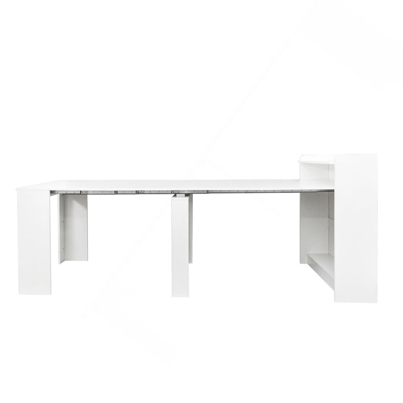 Modern Extendable Dining Table With Storage, White