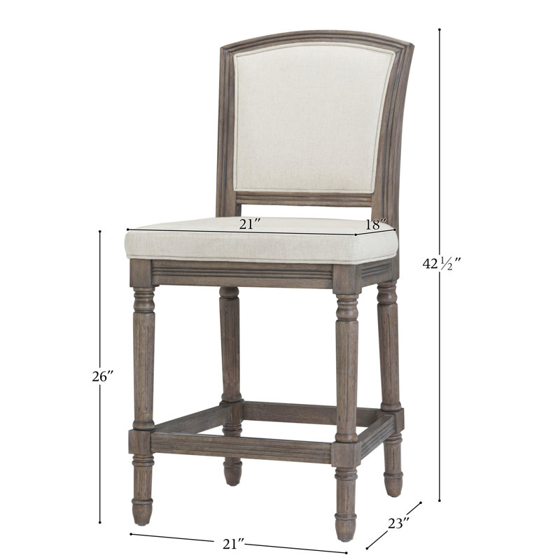 Tabouret rembourré Cionna, Tabouret de comptoir (siège d'une hauteur de 26 p, Gris patiné