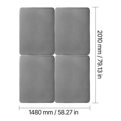  Bunkie Board, lattes de lit de 1,5 po avec tissu Oxford 200D, support de matelas en bois pour lit, support facile à assembler sous le matelas, 4 pièces, gris