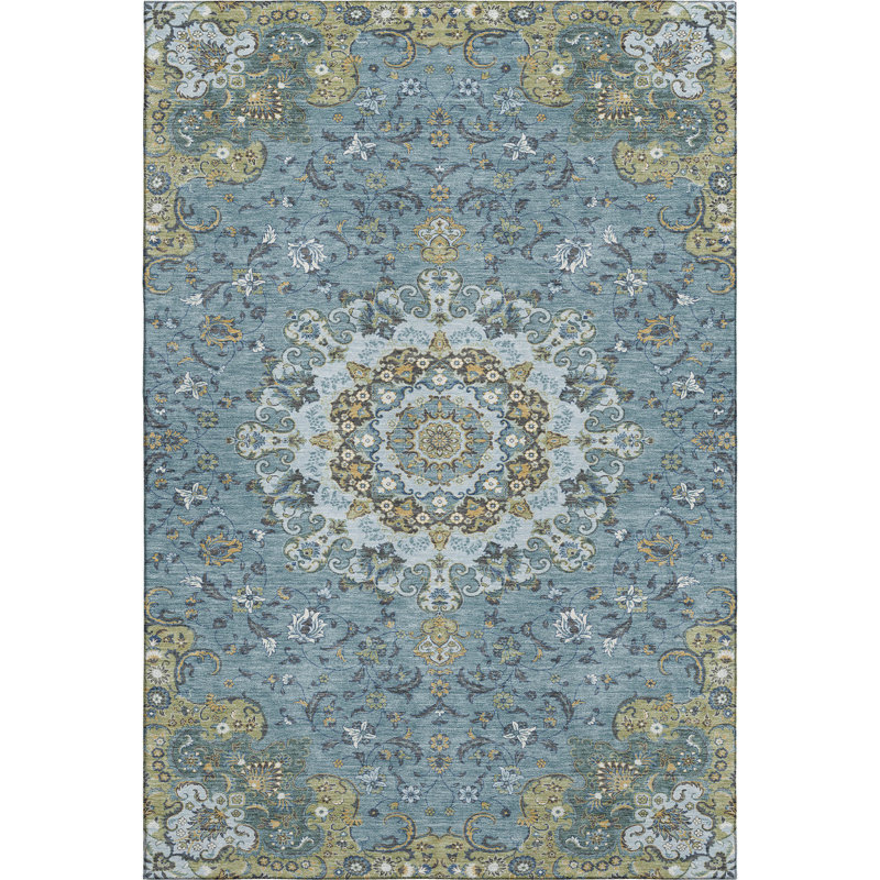 Tapis lavable à la machine de qualité supérieure Mayfield AMF2489, Sarcelle, 9 pi x 12 pi