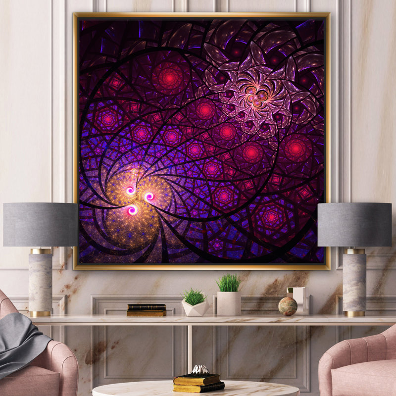 Fractal Flames - Impression sur toile, H 16 po x l 16 po x p 1 po, Toile encadrée d'or