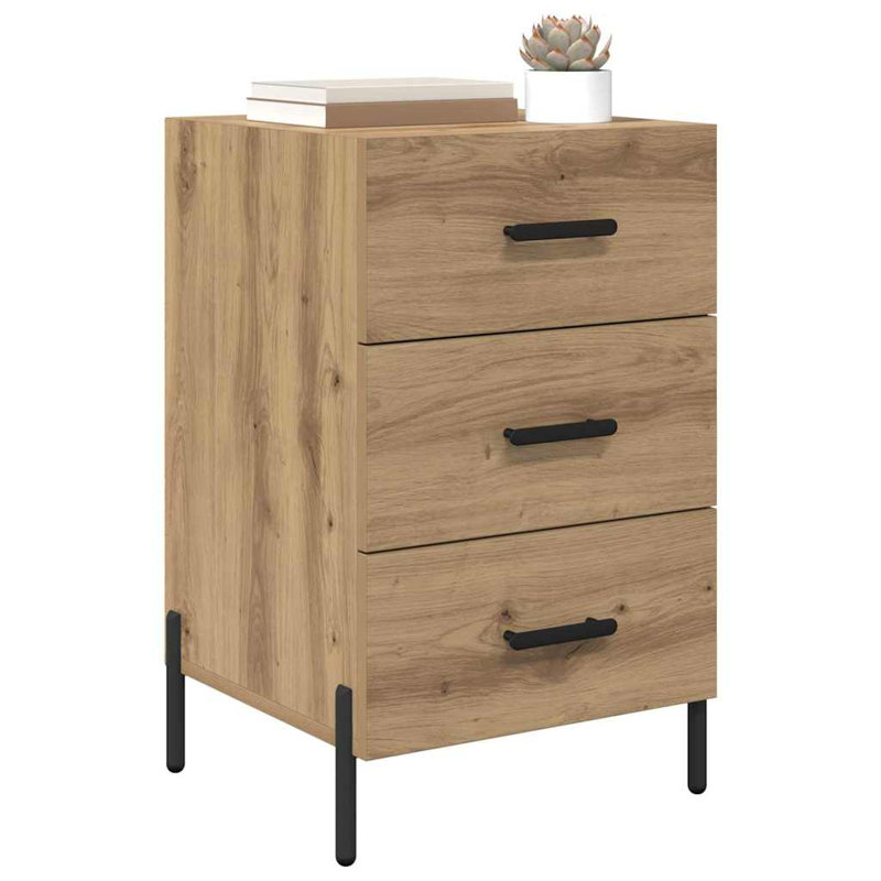 40cm W Manufactured Wood Bedside Table, Artisan Oak