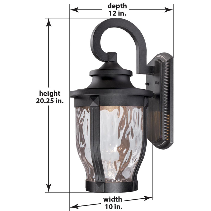 Lanterne murale d'extérieur à DEL noire Urbanski, H 20 po x l 10 po x P 11,75 po