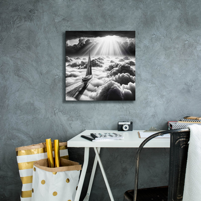 «Dream Sail B & w» par Rey Klimt, art mural sur toile, 18 po x 18 po, H 18 po x l 18 po