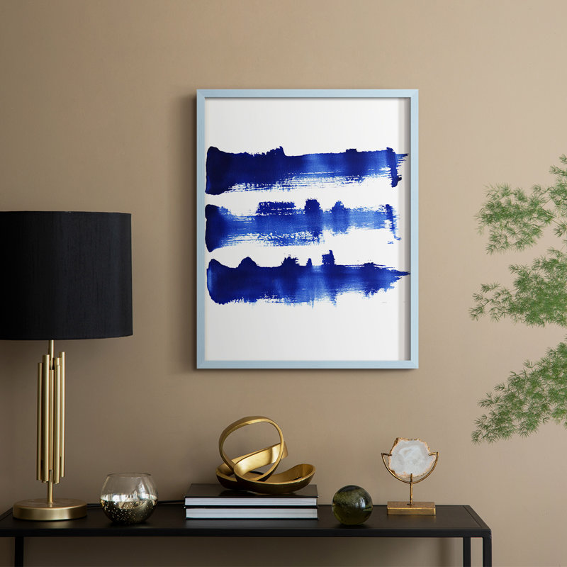 Abstrait, imprimé encadré - prêt à accrocher , Bleu, H 29 po x l 23 po