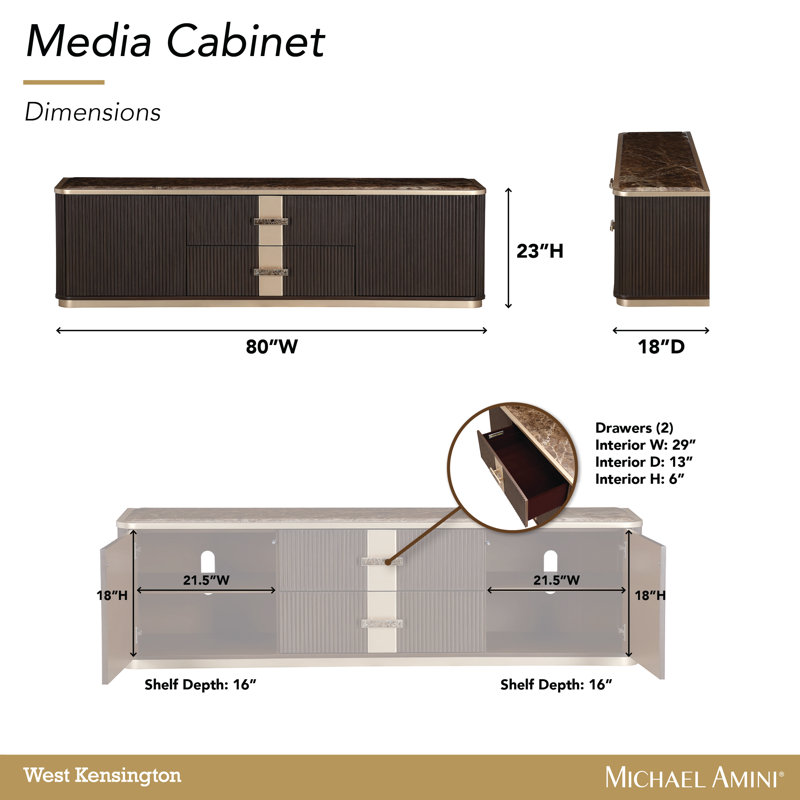 West Kensington Media Cabinet, Espresso Wood