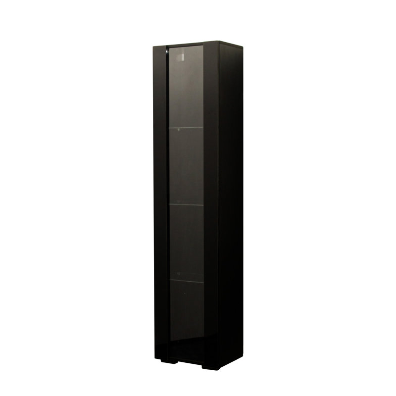 Armoire latérale avec lampe à bande en aluminium, Noir