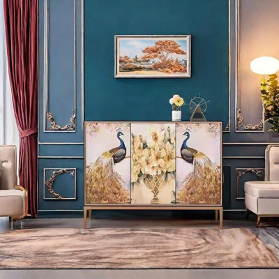 Elegant Painted Cabinet with Durable Metal Legs
