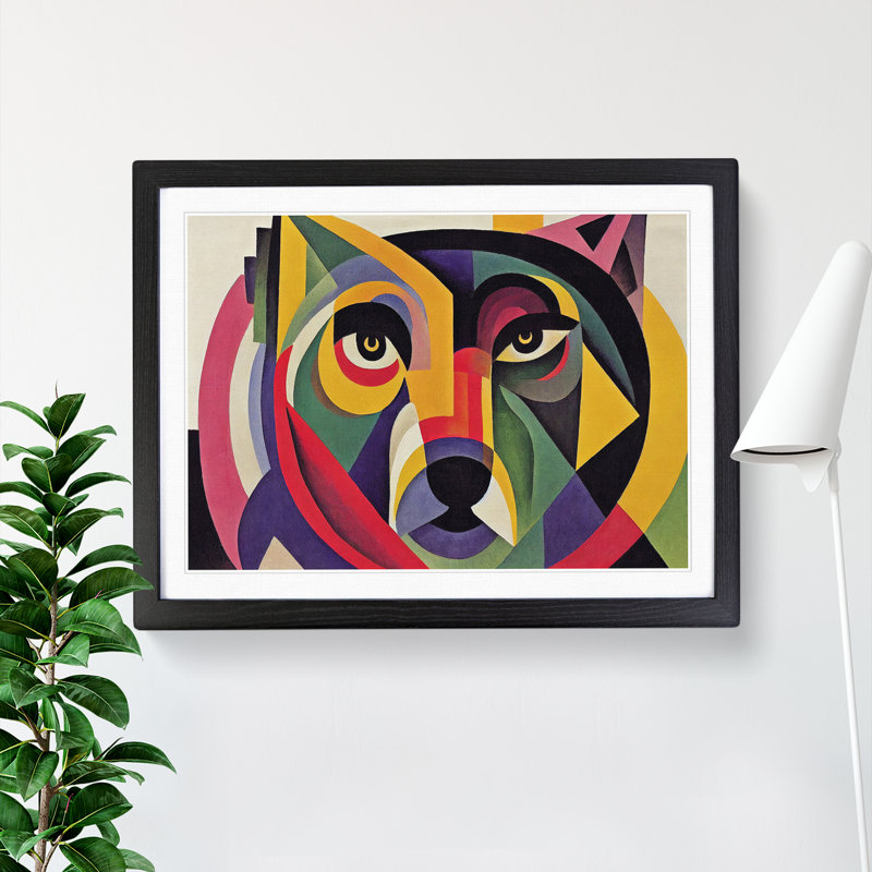 XH1022-10253X Wolf Abstract Vol.1 - Single Picture Frame Print, Black Framed, 46cm H x 64cm W x 2cm D