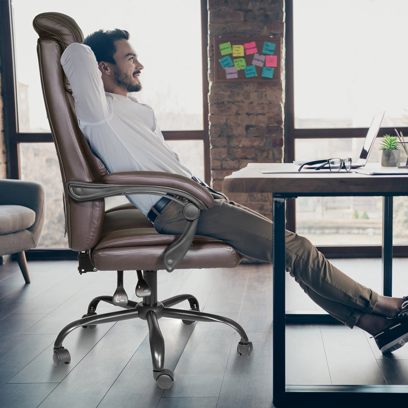 Fauteuil de direction ergonomique à haut dossier Jonasz, Brun