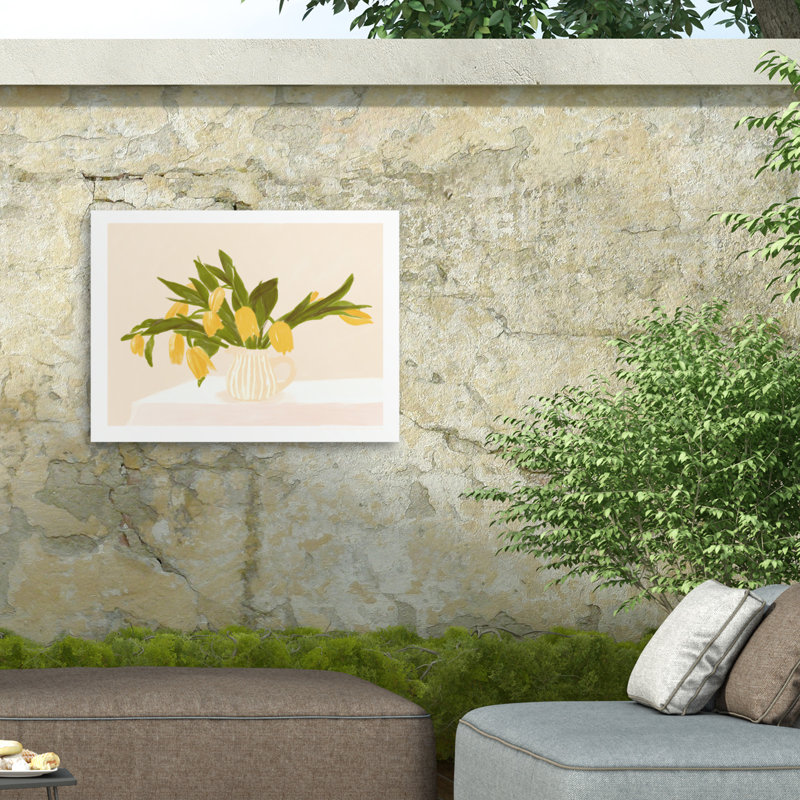 Jenny Liz Rome Pandcyellowtulips Outdoor  Canvas, H 14 po x l 19 po