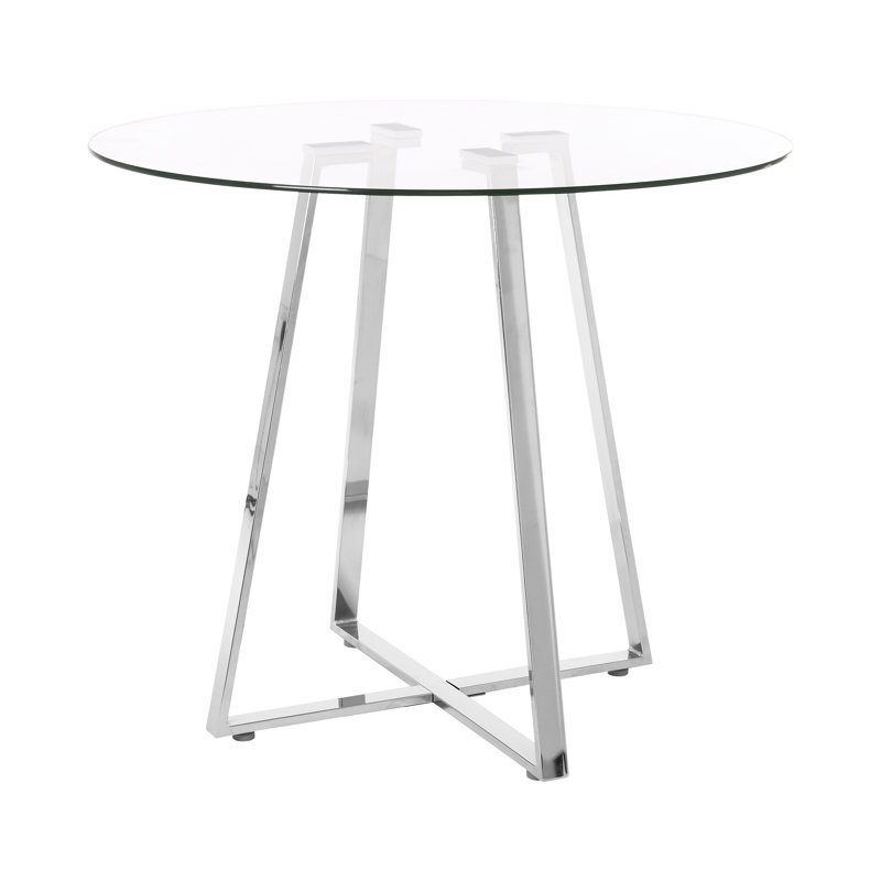 Round Glass Top Metal Base Dining Table
