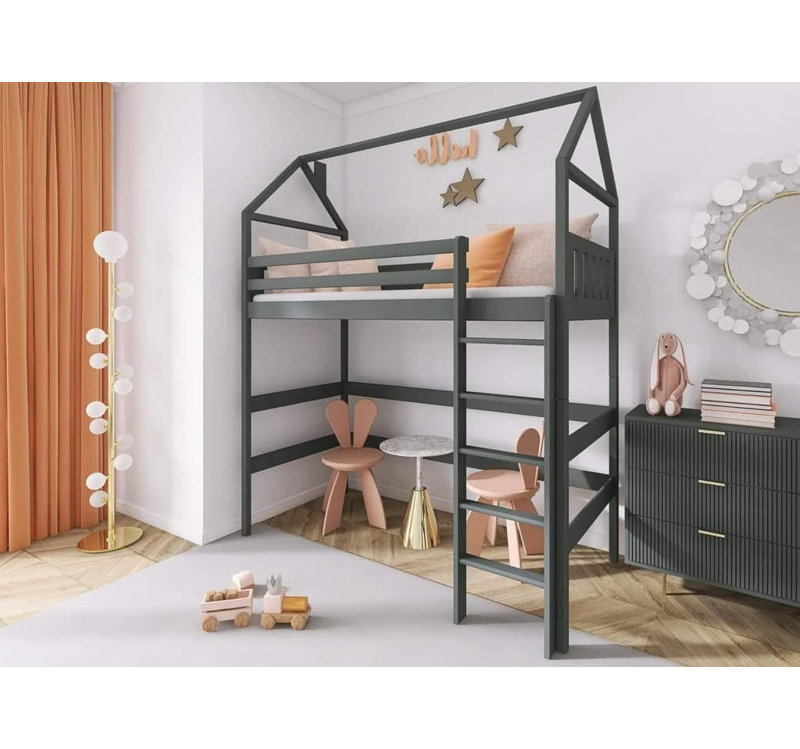 Tavernier 90 X 190cm High Sleepers House Beds with Trundle Included, Graphite