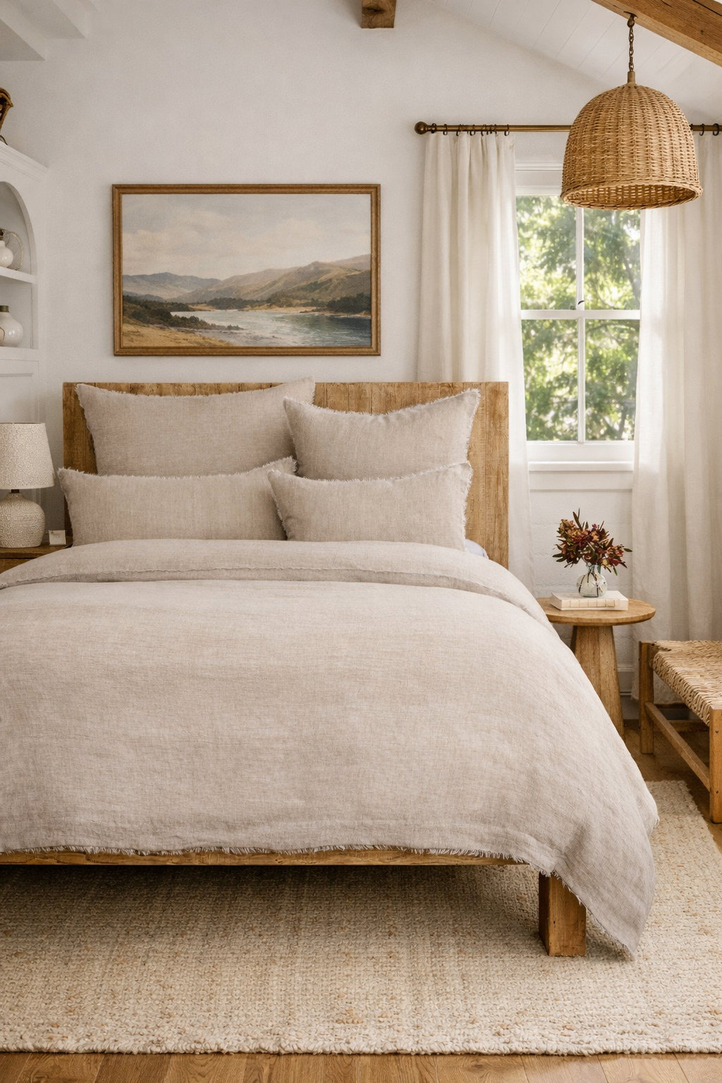 Hunter Linen Duvet Cover, Queen Duvet Cover, Flax