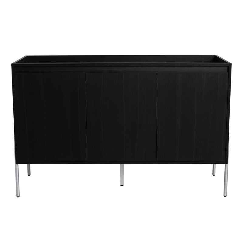 Commode autoportante en chêne foncé de 48 po - Meuble-lavabo de salle de bain moderne et doux, design, portes fermées, 48"