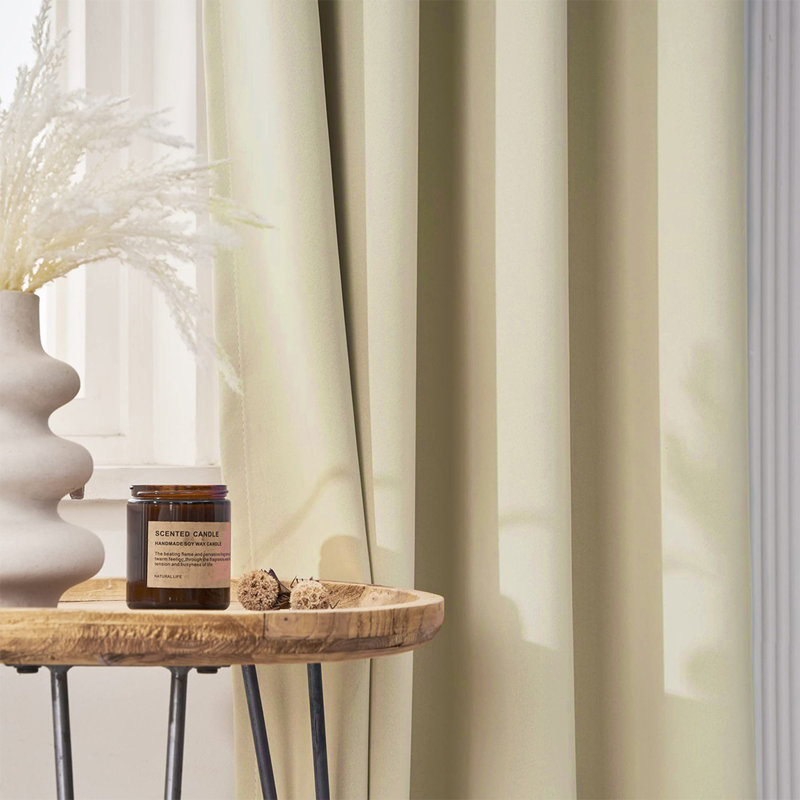 Marcenia Polyester Blend Blackout Single Curtain Panel, Beige