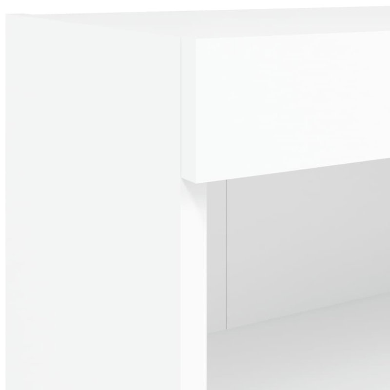 vidaXL Bedside Cabinet with LED Lights Storage Side Table Floating Nightstand, White