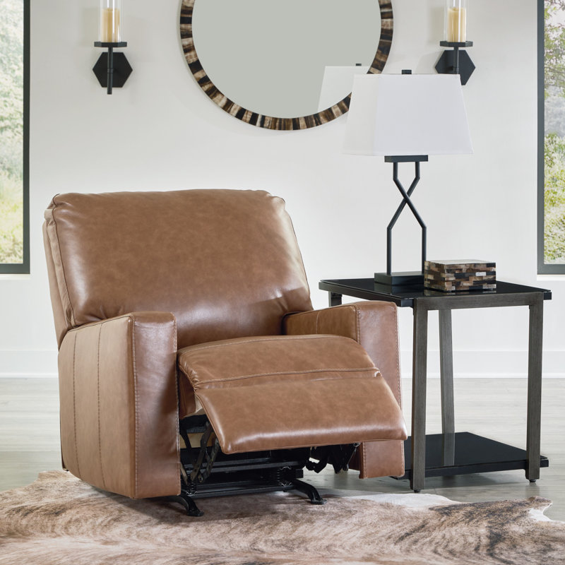 Caramel Leather Contemporary Rocker Recliner