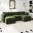 Modern Chenille Loveseat Sofa Couch With Ottoman-1360277072-1360277079