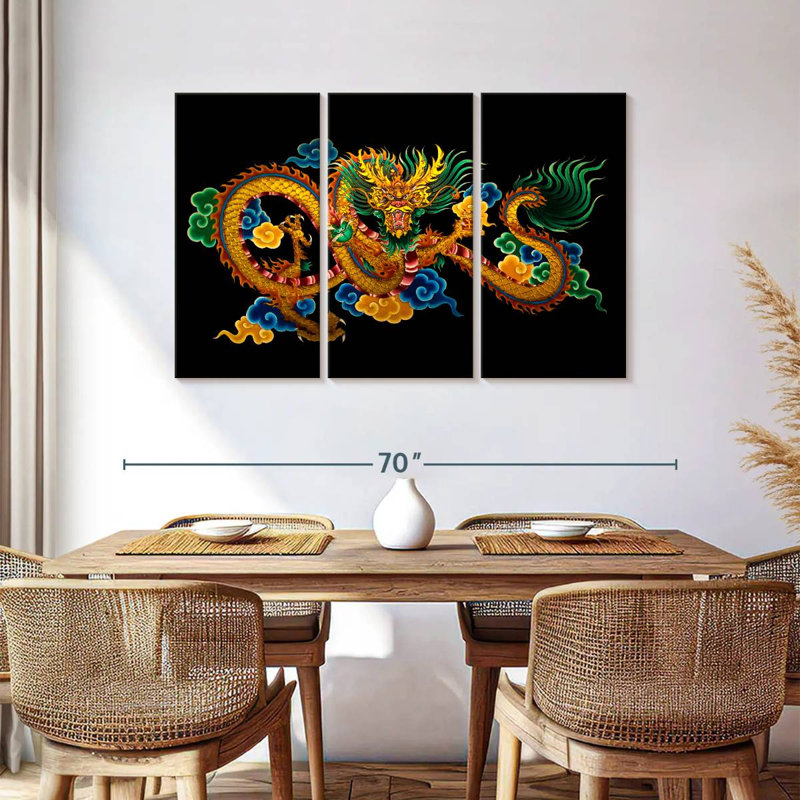 Peinture de dragon chinois Brampt, H 36 po x l 57 po