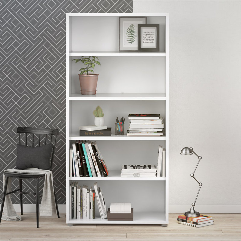 Longii Standard Bookcase, White, 186cm H x 89.2cm W x 40.1cm D