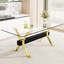 Élégante collection de tables en verre trempé avec 8 chaises en PU noir moderne et élégantes
