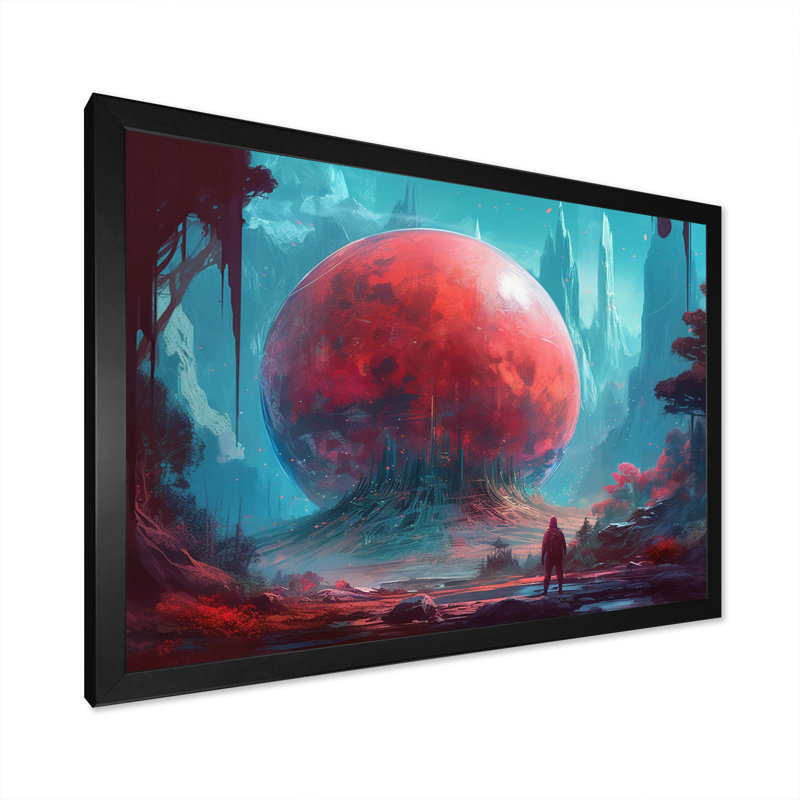 Planète planant dans un univers IV, reproduction d'art sur toile, Cadre photo noir, H 12 po x l 20 po x P 1 po