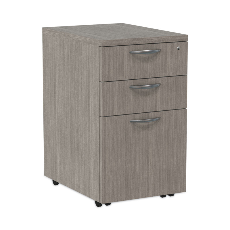 Gray Mobile 3-Drawer Lockable Legal Size Pedestal Cabinet