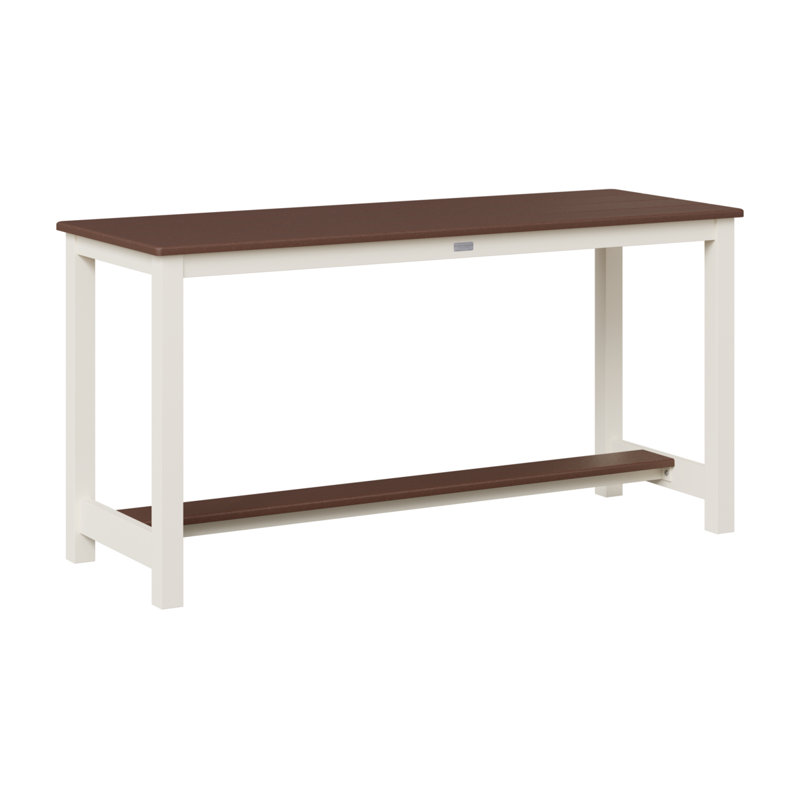 Balcony Outdoor Table, Matte White, 30.75" H x 60" W x 22" D, Chocolate Brown