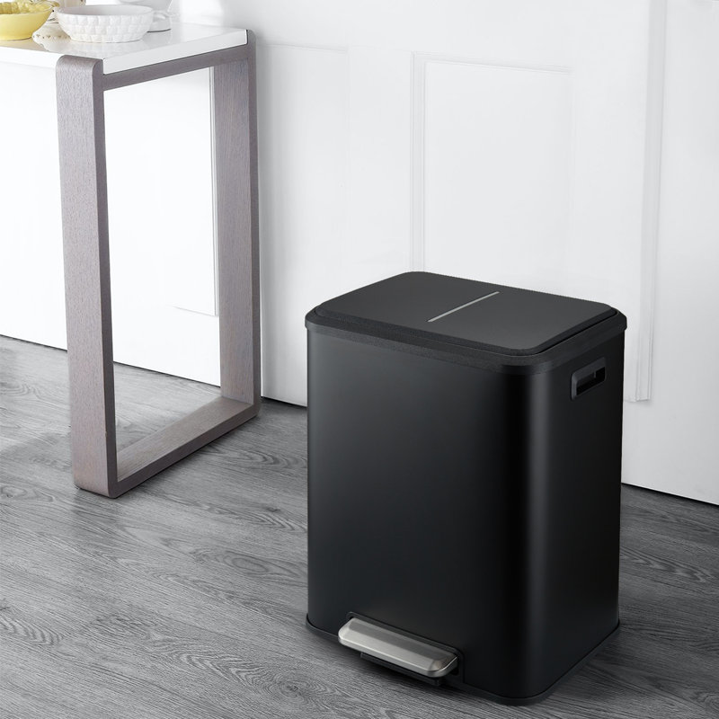 Poubelle et poubelle de recyclage multi-compartiments 8 gallons, Noir