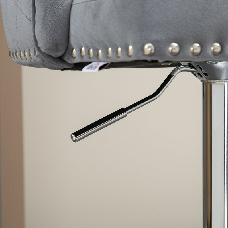Upholstered Adjustable Height Counter Stool with Metal Frame