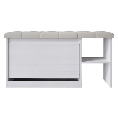 ShoeStation Linen Upholstered Storage Bench
