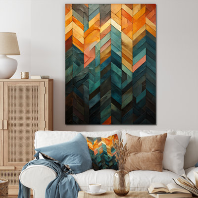 «Green and Yellow Chevron Abstraction - Abstract Tile», art mural
