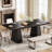63" Black Modern Farmhouse Dining Table, Rectangular Kitchen Dinner Table for Dining Room, Large Kitchen Table for 4-6 People-1933355830