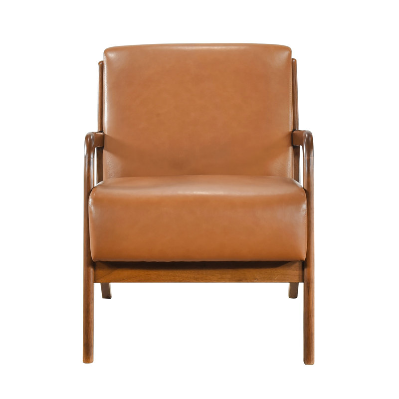 31,44 po Hauteur de la chaise d'appoint en similicuir brun et structure de salon moderne au fini noyer