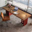 Bureau d'ordinateur 70,87 "moderne en bois de pin massif, avec selle et grande surface en cuir avec prises intégrées-129955614