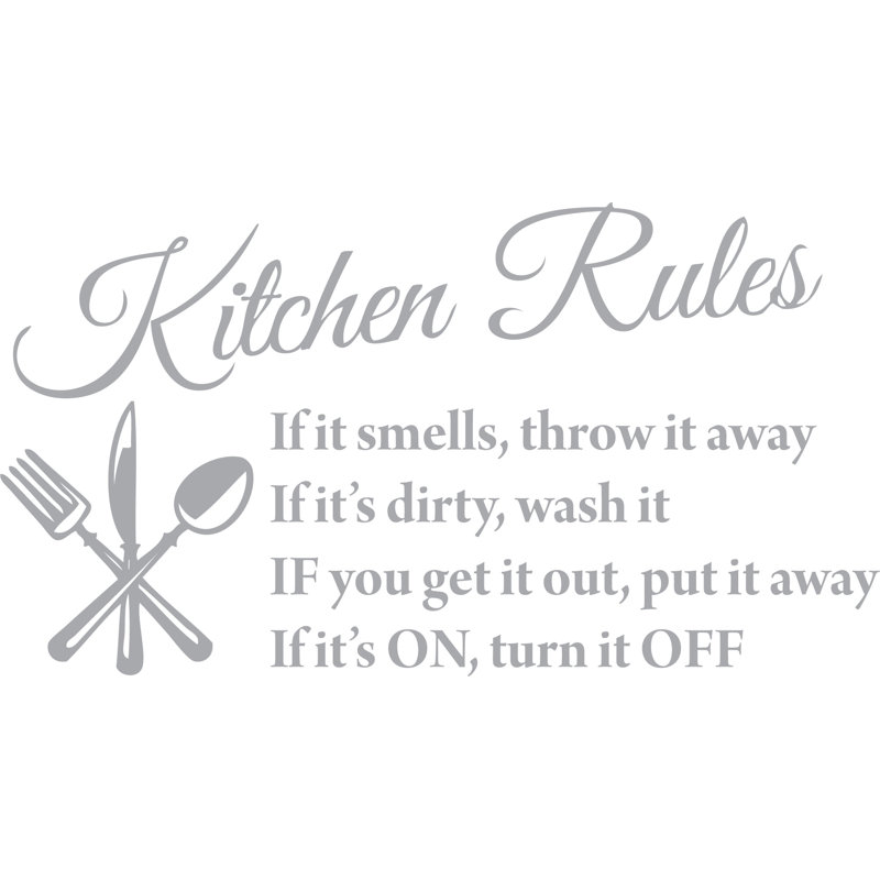Adhésif décoratif « Kitchen rules », H 19 po x l 31 po, Argent