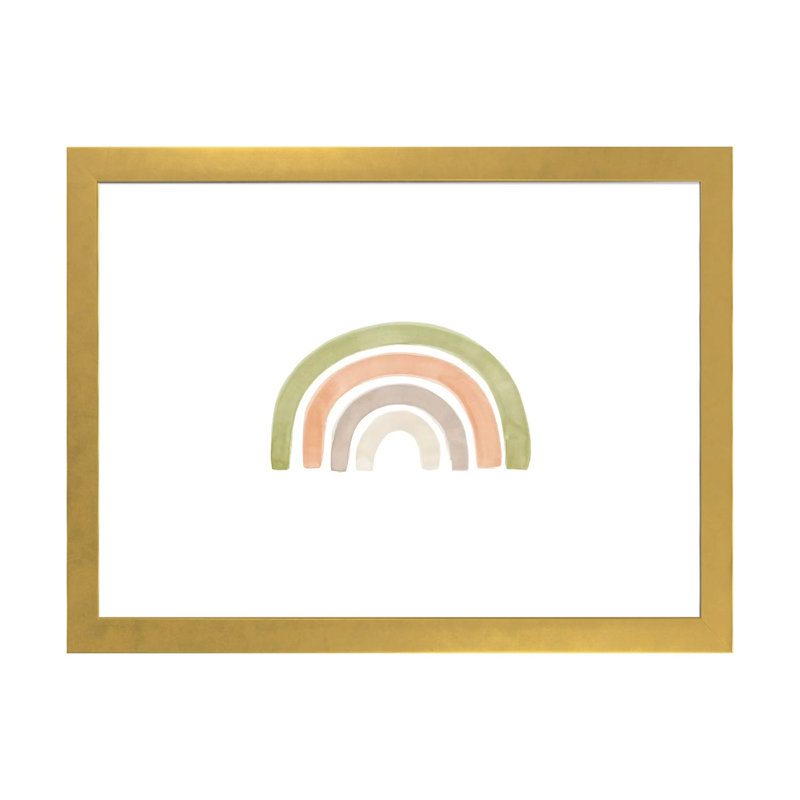 Aquarelle arc-en-ciel I - impression, H 24 po x l 32 po x P 1 po, Papier encadré doré, Blanc