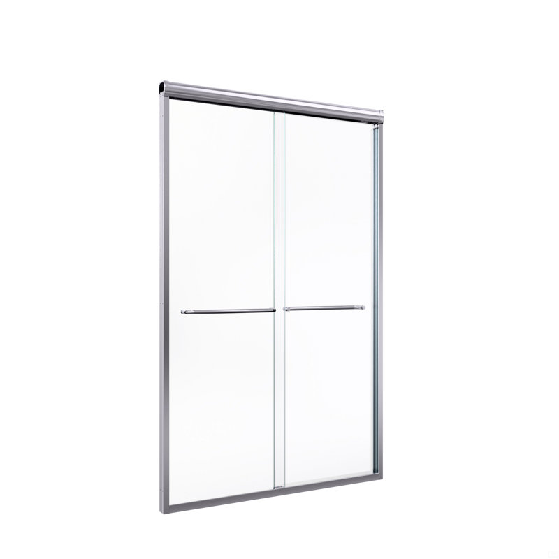 Porte de douche coulissante double semi-sans cadre H 44 po x l 72 po x H 44 po, Argent argent