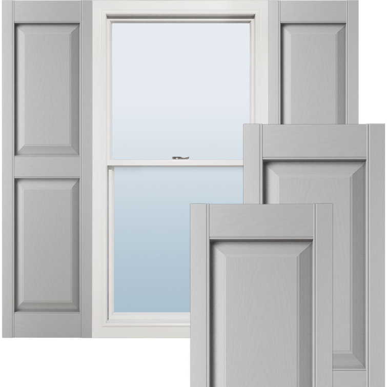 Lifetime Vinyl Standard Two Equal Raised Panel Shutters with Shutter-Locks & Matching Screws