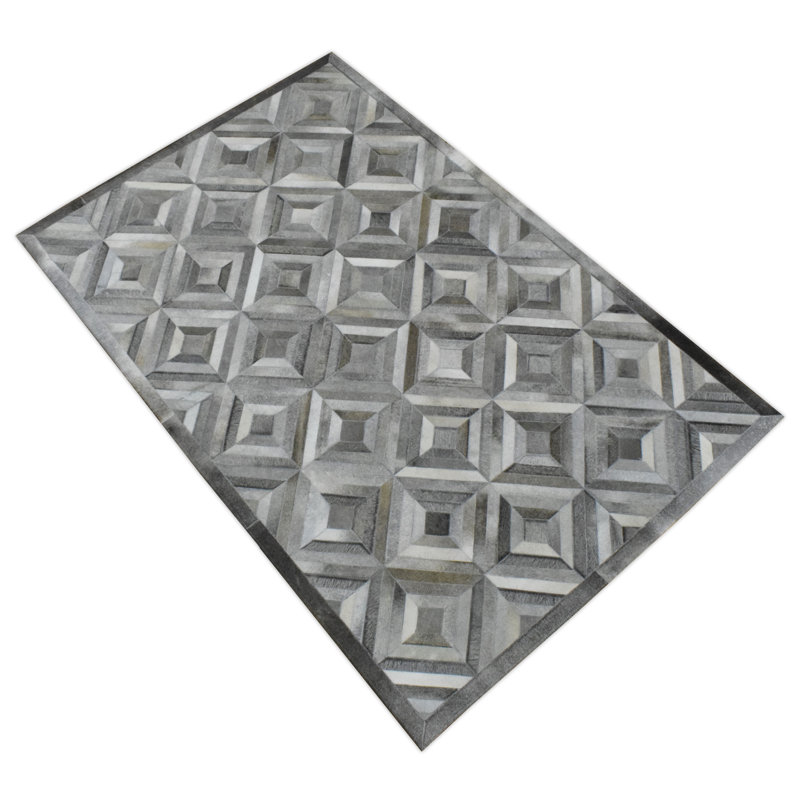 Leather Geometric Indoor Rug, Rectangle 8' x 10'