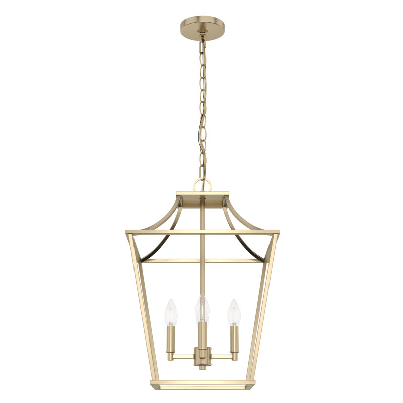 Laurel Ridge 4 - Light Lantern Geometric Chandelier, 26.25" H x 15.5" W x  15.5" D, Alturas Gold