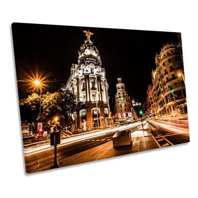 Madrid Spain Cityscape - Wrapped Canvas Print