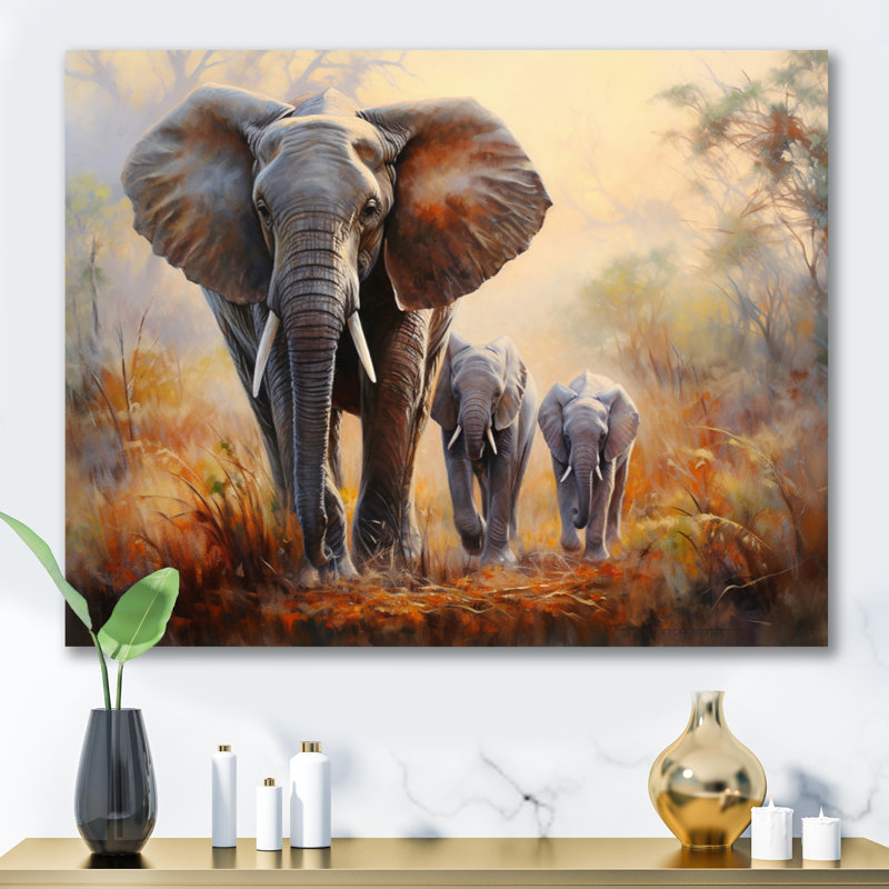 Éléphant, reproduction d'art sur toile, éléphant, Toile tendue, H 16 po x l 32 po x P 1 po