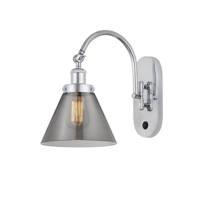 Shauna Armed Sconce, LED, Plated Smoke, Polished Chrome