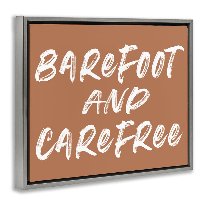 Cadre flottant pieds nus et sans souci brun, design avec lettres et doublure, H 25 po x l 31 po, Cadre flottant gris lustré